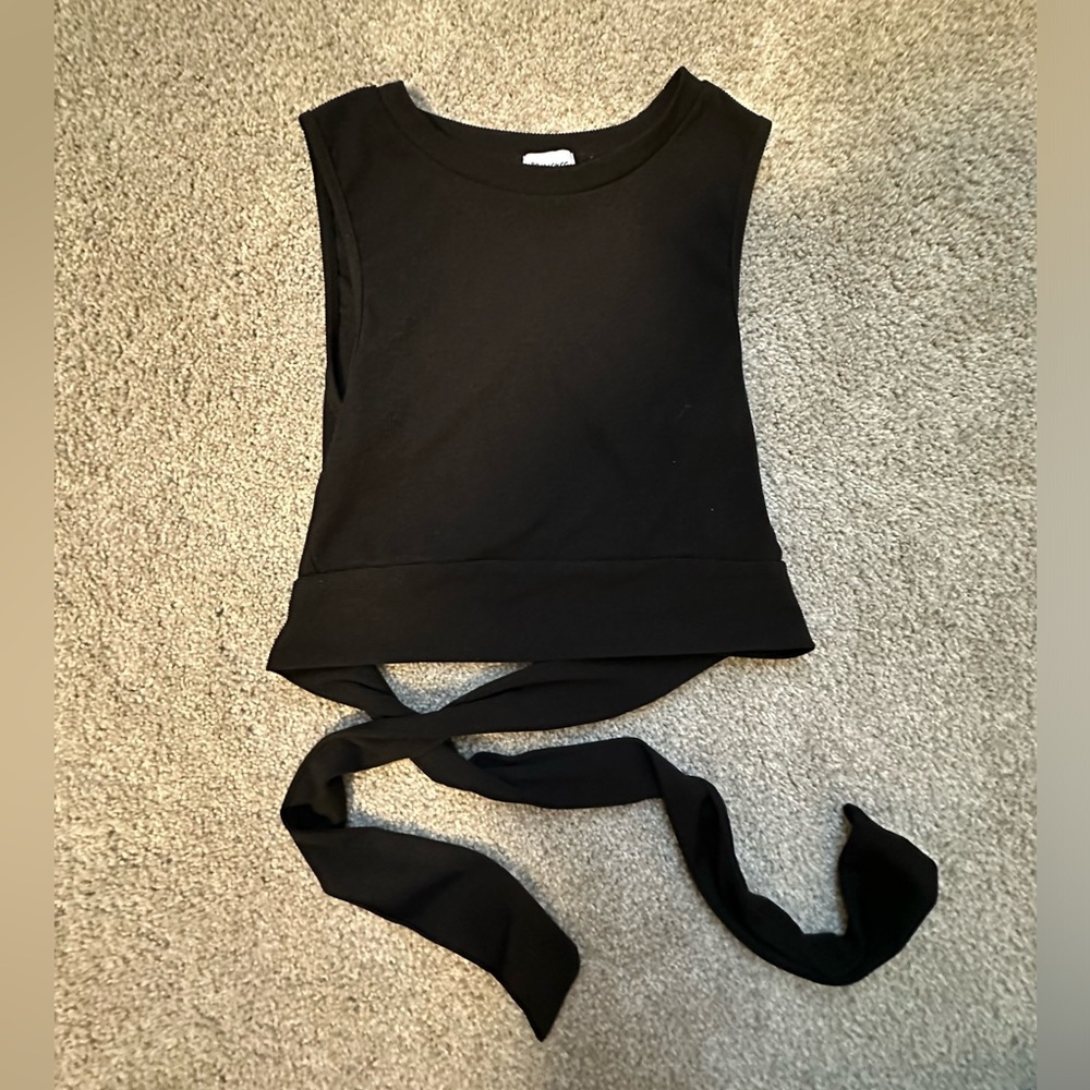 Princess Polly black cropped tank, open back with tie